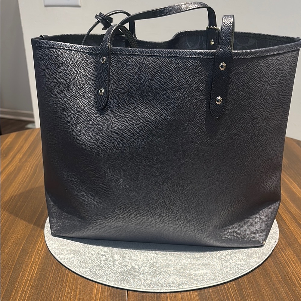 Coach Signature Reversible  Textured Leather Tote - Picture 3 of 5